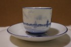 Antique Swain Germany 1.75" Tall Blue Sailboats Delft Demitasse Teacup & Saucer — photo 6