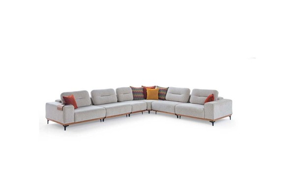 Graues Ecksofa Exklusives L-Form Garnitur LuxuriöSe Wohnzimmer MöBel-image