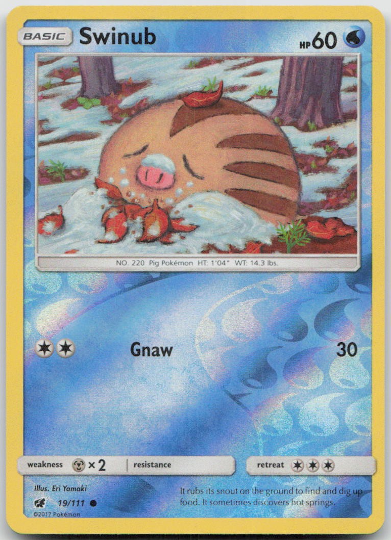 Swinub 19/111 Common Crimson Invasion Pokemon Reverse Holo Lightly Played