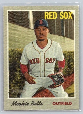 2019 Topps Heritage #6 Mookie Betts 1970 Cloth Stickers Red Sox