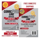 Comic ProLine Bags & Boards 35 Pre-Made w/ Stickers (Silver) - FREE Shipping!