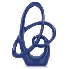 Blue Abstract Sculpture –11" Resin Art Statue for Modern Home Accents, Navy D...