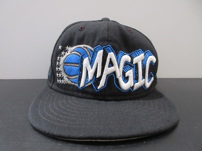Orlando Magic Hat Cap Fitted Mens 7 1/4 Black Blue Graffiti NBA Basketball Logo
