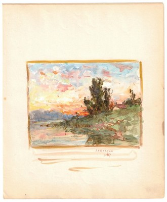 1887 Joseph Henry Boston Watercolor Landscape