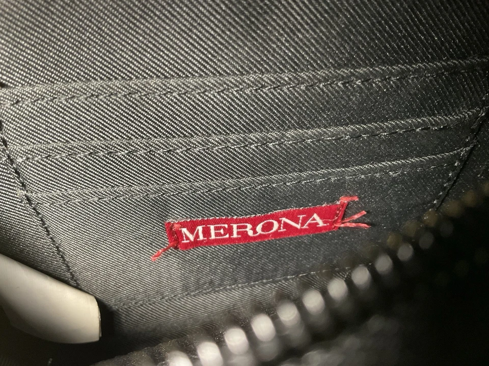 Merona Small Black Leather Crossbody Bag - Image 4 of 4