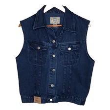 Vintage PS Gitano Vintage Button Denim Jean Vest Large 90s 