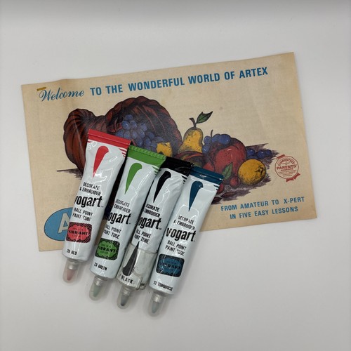 Vintage Embroidery Paint Starter Kit 4 Tubes Vogart Art Supplies USED