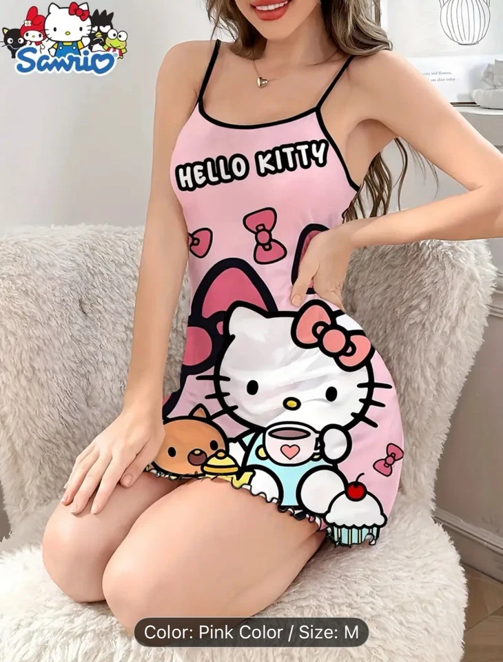 Hello Kitty Style Pajamas For Girl, Sleeveless Comfortable Wear With Elegant - Image 4 of 4