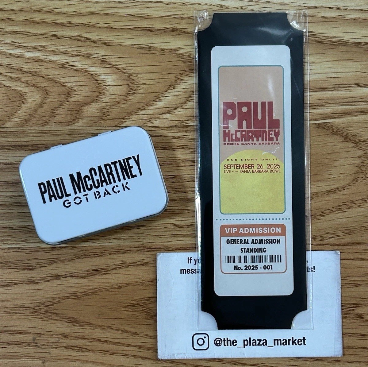 Paul McCartney 9/26/2025 Tour official VIP Got Back package items