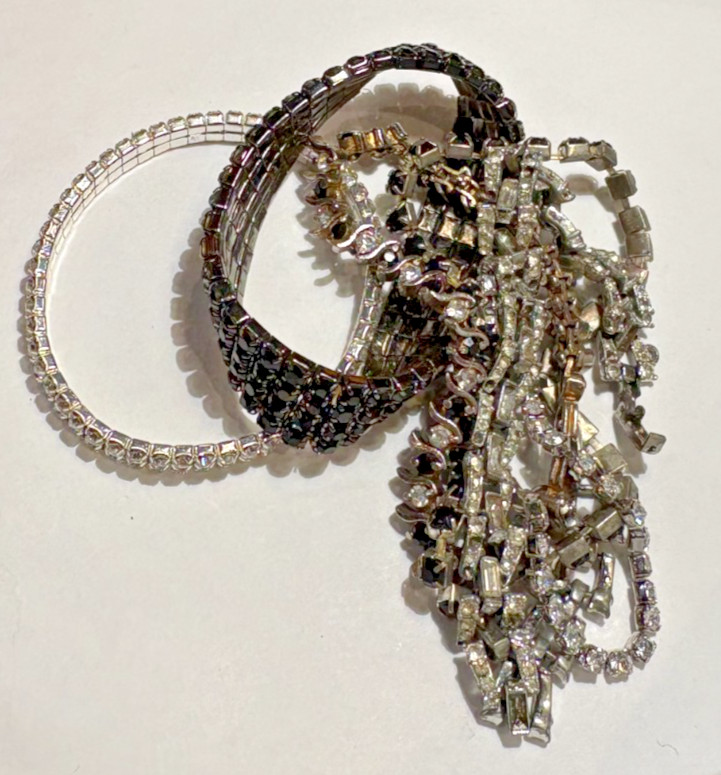 Stackable Tennis Shiny Black White Rhinestone Cry… - image 4