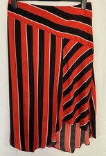 F&F Red Black Stripe Asymmetric Midi Skirt UK12 – Bold Geometric Design, NWT