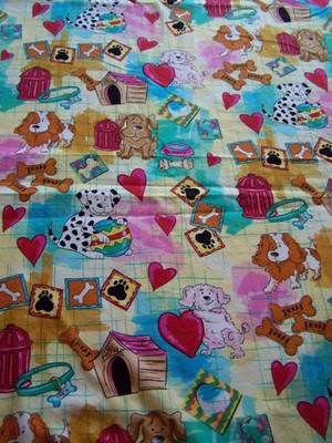 DOGS PUPPY HEARTS 100% Cotton Fabric OOP 2004 Timeless Treasures  2 1/2 yds X 42