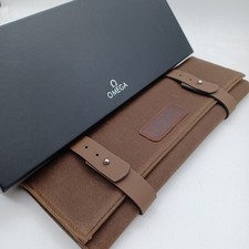 Omega 007 usato raro tela marrone orologio scatola rotolo borsa viaggio tipo ecopelle