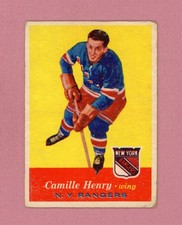 1957-58 Topps #63 Camille Henry New York Rangers Hockey Card Low Grade