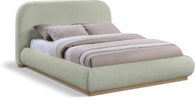 Modern Mint Green Queen Bed with Solid Wood Base - Vaughn Collection