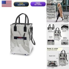 DOBURDA Reusable Grocery Bag On Wheels Rolling Tote 69 lb Capacity Silver Medium