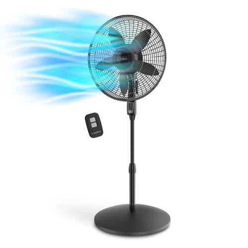 18" 4-Speed 23 ft/s High-Velocity Remote Controlled Pedestal Fan, Black, S18605 - Picture 3 of 15