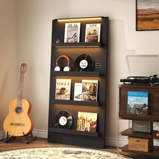 BROTTAR 63" Vinyl Record Storage Holder Rack with Display Shelf, 3-Color Lights