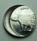 Error 2002 India 25 Paise Stainless Steel Coin - Off Center - Rhinoceros Bu