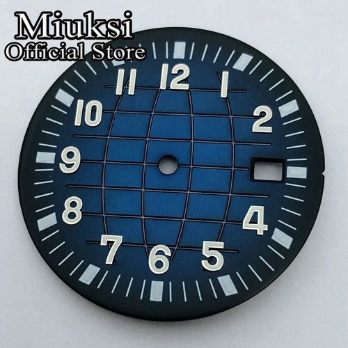 Miuksi 33mm negro azul verde marrón gris reloj esfera ajuste luminoso movimiento NH35 - Imagen 8 de 12