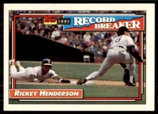 1992 Topps Record Breaker Rickey Henderson Oakland Athletics #2 MLB Baseball