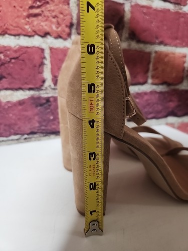 Just Fab Open Toe Sandals Block Heels Ankle Strap Tan Sz 7 Bin S14 - Picture 4 of 7