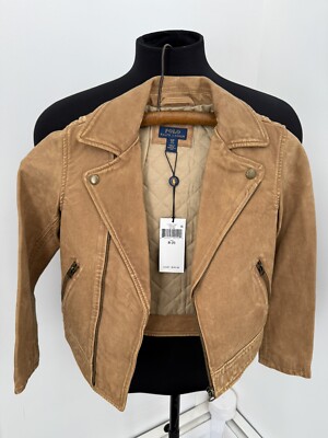 Kids Camel Real Leather Polo Ralph Lauren Jacket Size S (7)   $598   NEW