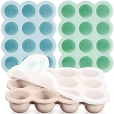 3 Pack Baby Food Storage Container 12 Cup Silicone Baby Food Freezer Tray w/ Lid
