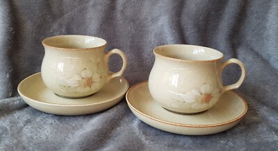 Denby ''Daybreak'' Tasse & Untertasse X2 Vintage 1980er Retro, Tee, Kaffeetasse 8,5floz 