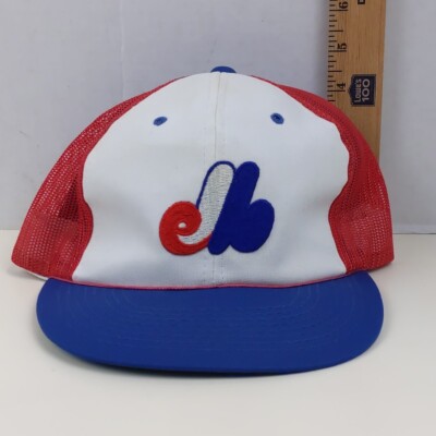 Montreal Expos MLB Trucker Hat Snapback Mesh Cap Vintage Red Blue USA Size Large