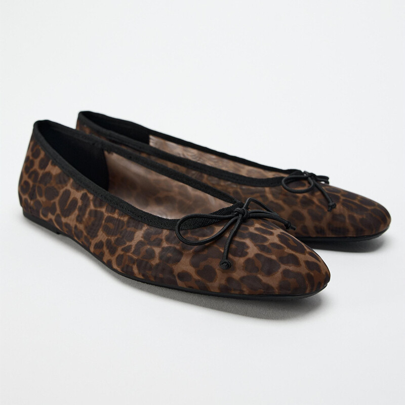 2025 Women's Shoes, Leopard Print Bow Decoration, Ballet Flats