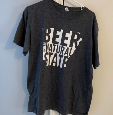 Diamond Bear Arkansas Natural State BEER Graphic Short Sleeve T-Shirt Gray Sz L