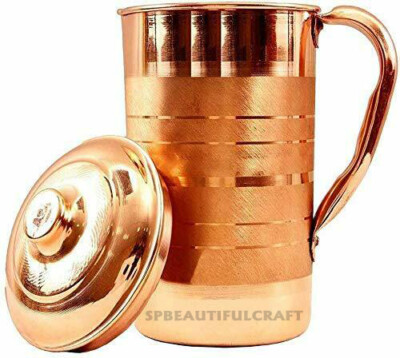 Pure Copper Water Jug Drinking Storage Pitcher Tumbler Ayurveda Benefits 1500 ml