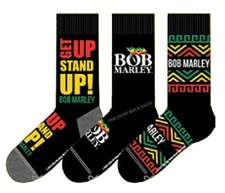 3 Pairs Officially Licensed Rock Band Bob Marley Crew Length Socks