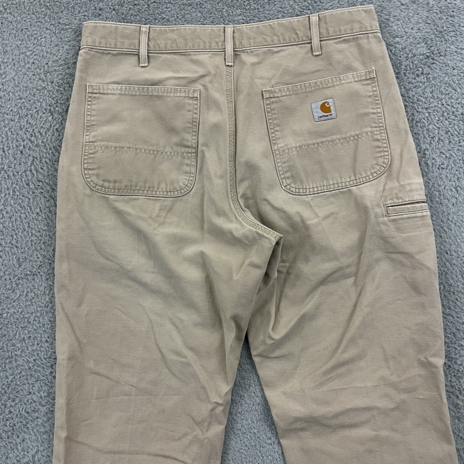 Carhartt Pants Mens 34x36 Beige Canvas Relaxed Fit Distressed Work