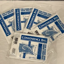 Convenience Emesis Bag Model GKR # 1000/7000 White, X-wide 6" opening, lot of 5