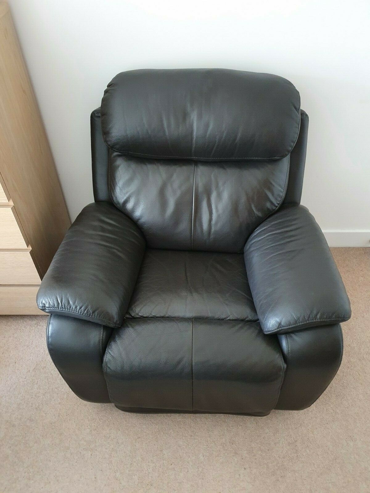 dfs Leather Recliner Armchair Dark Brown (excellent condition) eBay