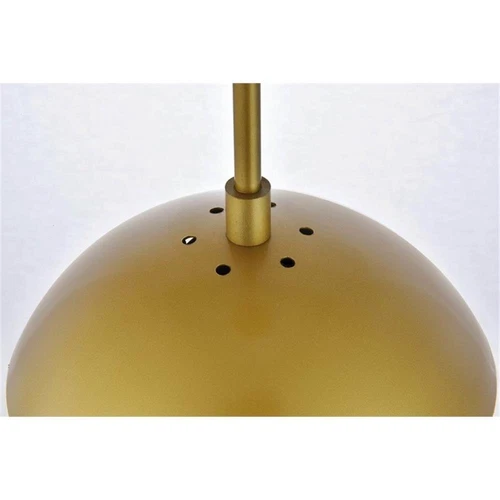 Living District Eclipse 1-Light Metal & Glass Pendant in Frosted White/Brass - Picture 4 of 6
