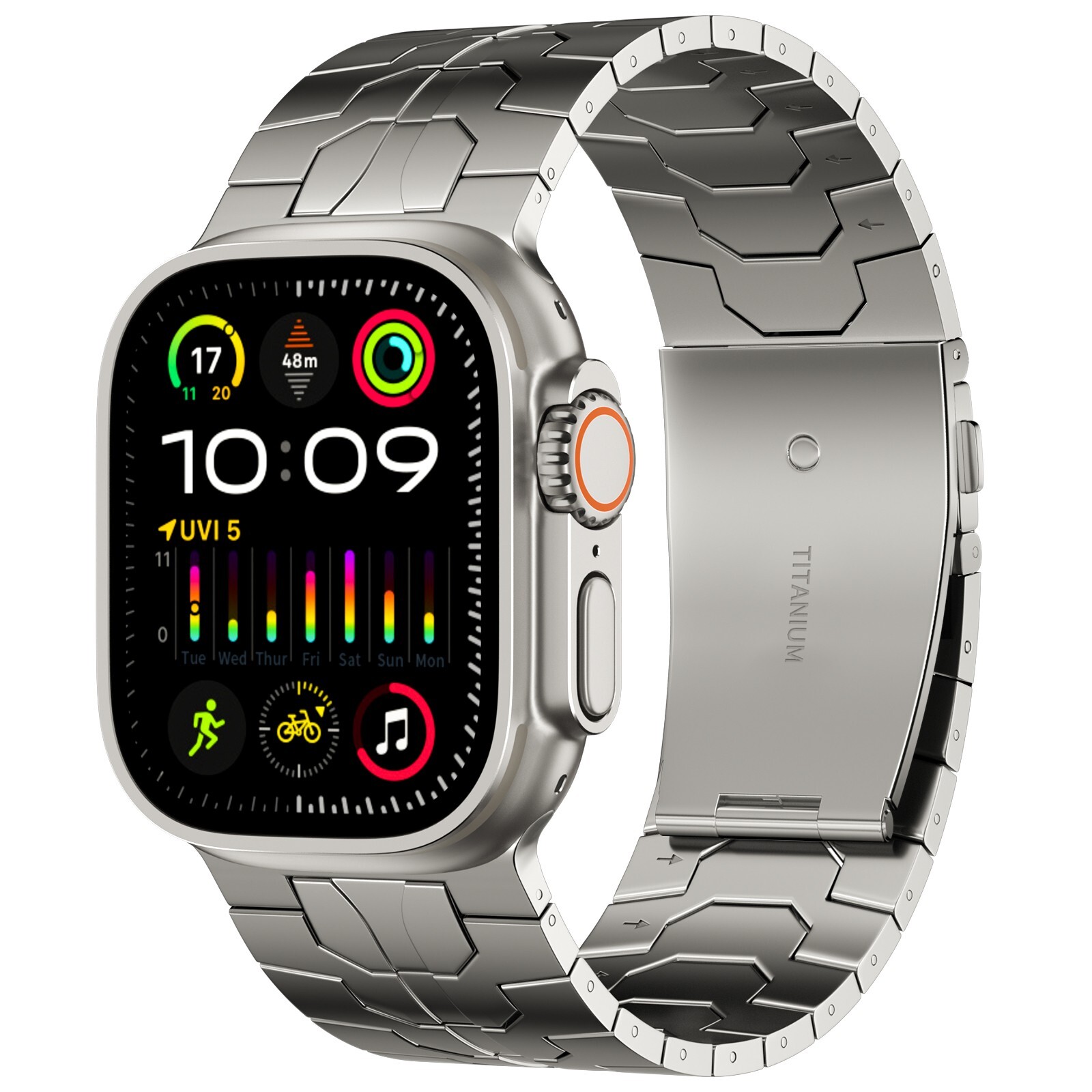 26mm Wide Watch belt Full Titanium Band with Folding Clasp for Apple Watch