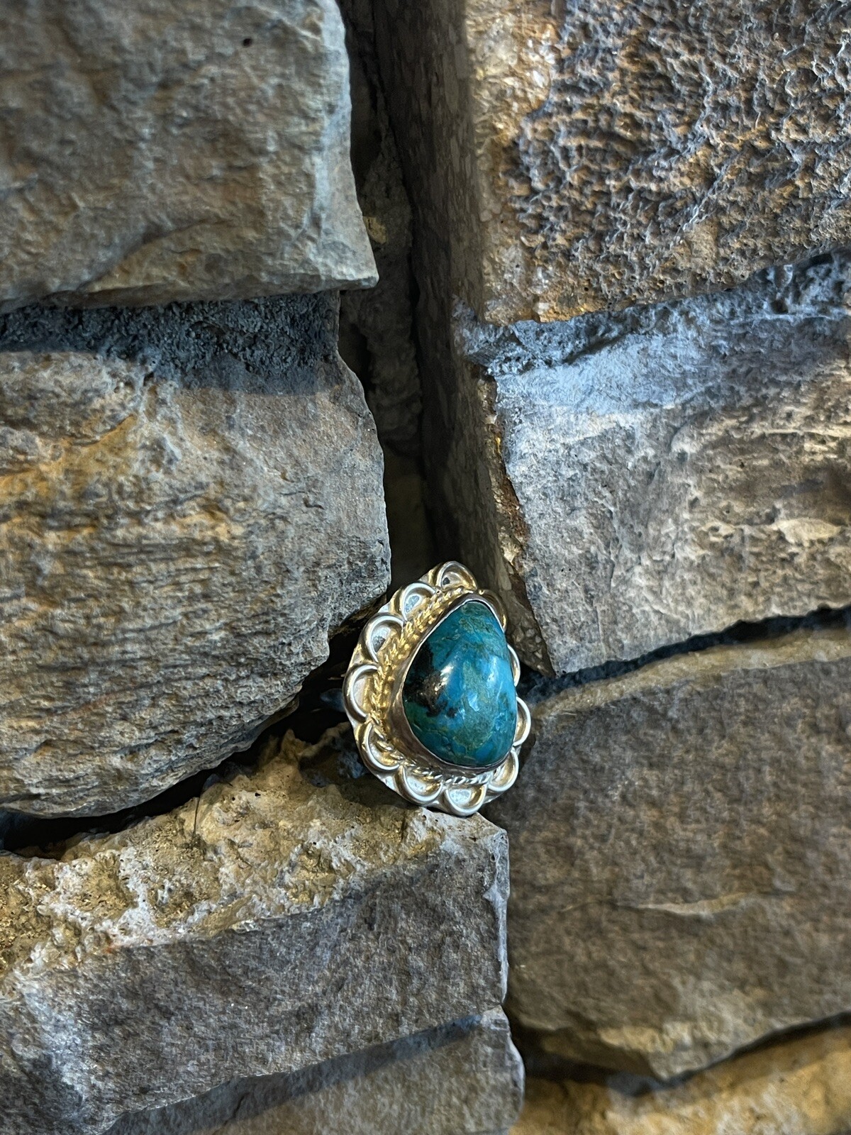 sterling silver turquoise shield ring - image 3