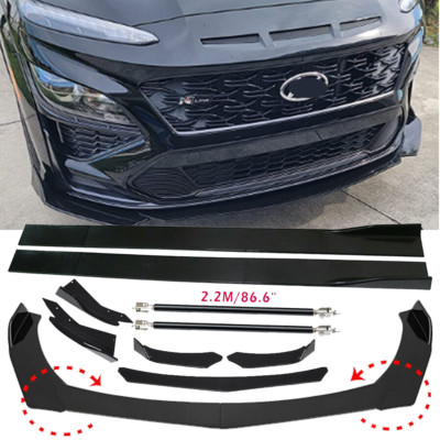 Front Bumper Lip Spoiler+86.6'' Side Skirt Body Kit Glossy For Hyundai Kona