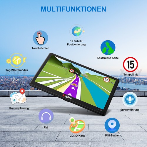 XGODY 7 Zoll GPS Navi Navigationsgerät Navigation für Auto LKW PKW 2024 EU Karte - Bild 9 von 14