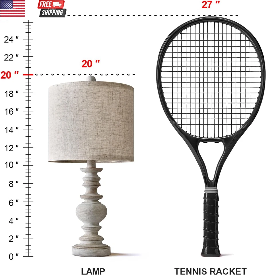 Juego de 2 Lámparas de Mesa Rústicas Tradition 20" para Salón Dormitorio Mesita de Noche La Foto 2 de 4