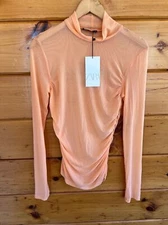 ZARA RUBBED TOP IN SEMI-TRANSPARENT FABRIC M