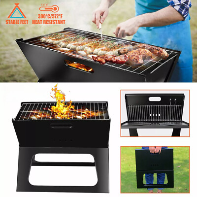 Foldable Compact Barbecue BBQ Grill Charcoal Stove Shish Kabob Camping Cook