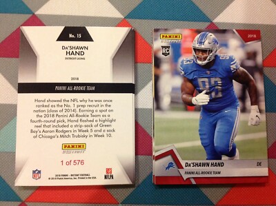Da'Shawn Hand #15 Lions Alabama RC Red Base 2018 Panini Instant All Rookie Team