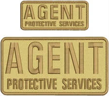 AGENT P S EMB PATCH 4x8 & 2X5 VELCR@ ON BACK  BLACK  BROWN ON TAN