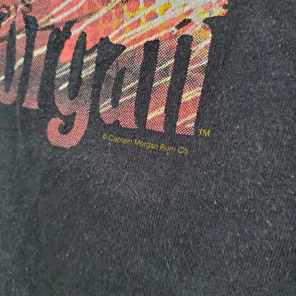 Camisa DE COLECCIÓN Captain Morgan Hombres Grande Negra Logo Ron Gráfico Estampado Cuello Redondo Foto 3 de 4