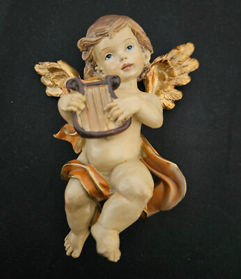 1. Putte, Engel, mit Lyra * 12 x 9 cm , Barockstil ,Weihnachten,Dekoration..