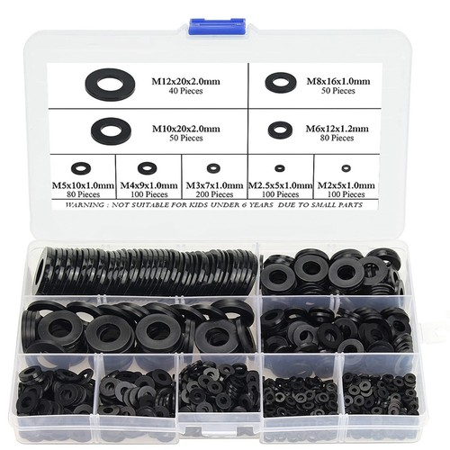 Lot De 50 Rondelles Nylon Noires 5x15mm - Polyamide, Neuf, Marque Novara Metalli